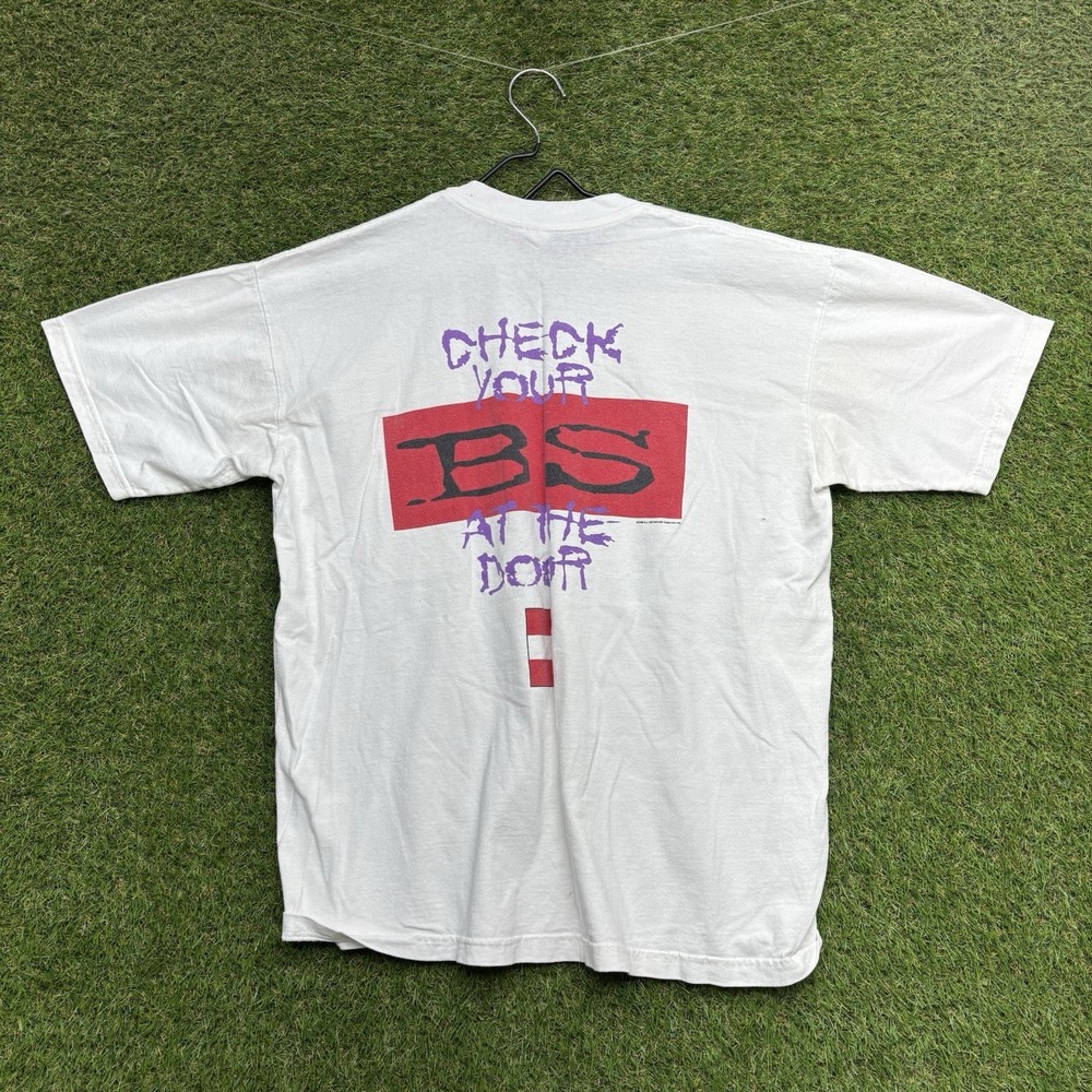 No Bull Winston Shirt Mens XL Check Your BS At The Door White Double Sided 90s